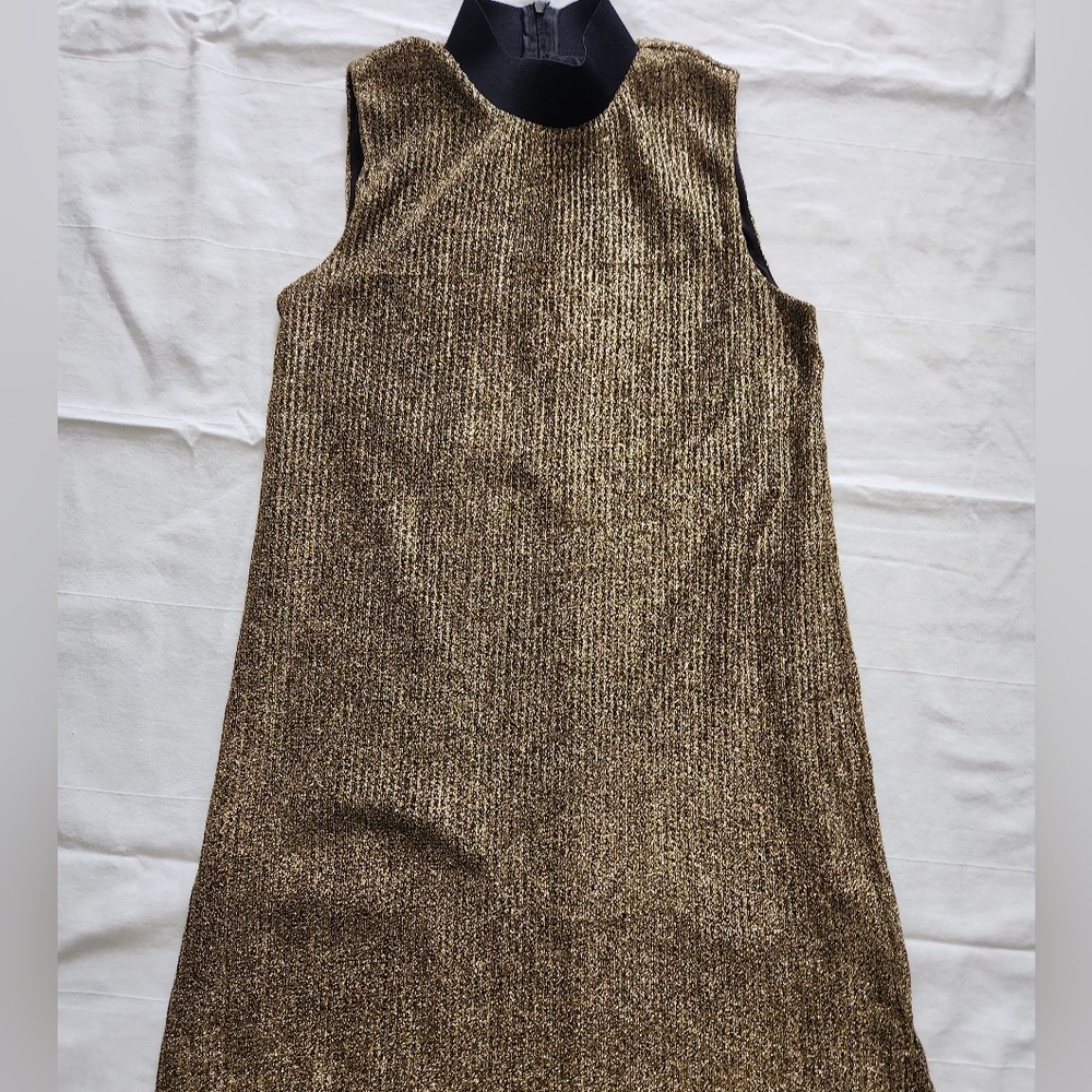 Zara Dress Metallic Gold Size S - Picture 1 of 3
